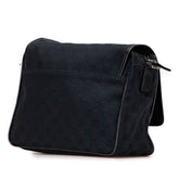 グッチ GGキャンバス 斜め掛け ショルダーバッグ 28562 ブラック キャンバス レザー レディース GUCCI 【中古】